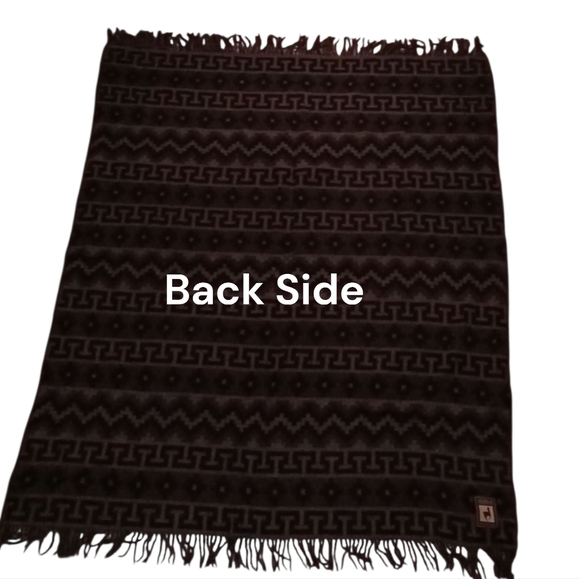 Alpaca Geometric Patterned Fringe Blanket Peruvian Inca - Picture 2 of 5